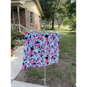 EUC Crown & Ivy Corduroy Skirt - Size 12 - Pink/Navy/White Paisley Pattern